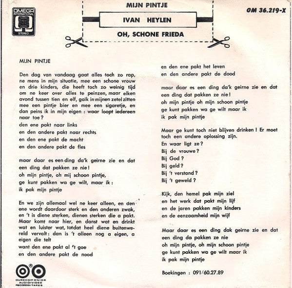 Ivan Heylen : Mijn Pintje (7", Single)