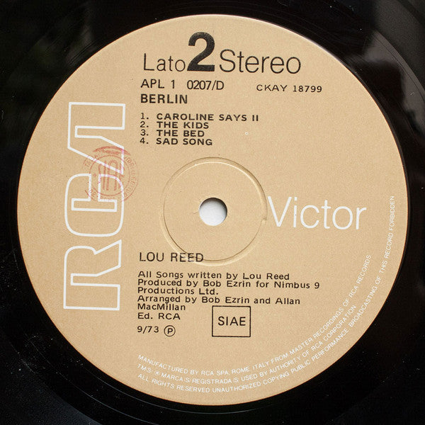 Lou Reed : Berlin (LP, Album, RE)