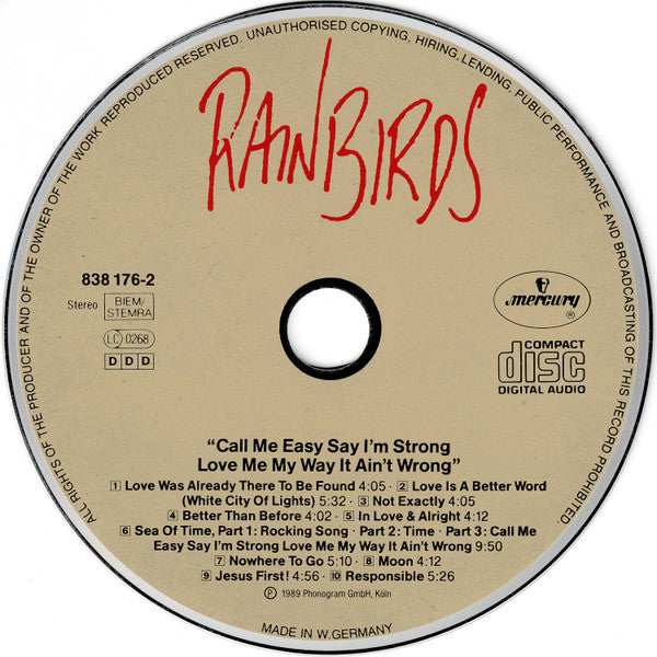 Rainbirds : Call Me Easy Say I'm Strong Love Me My Way It Ain't Wrong (CD, Album, Yel)