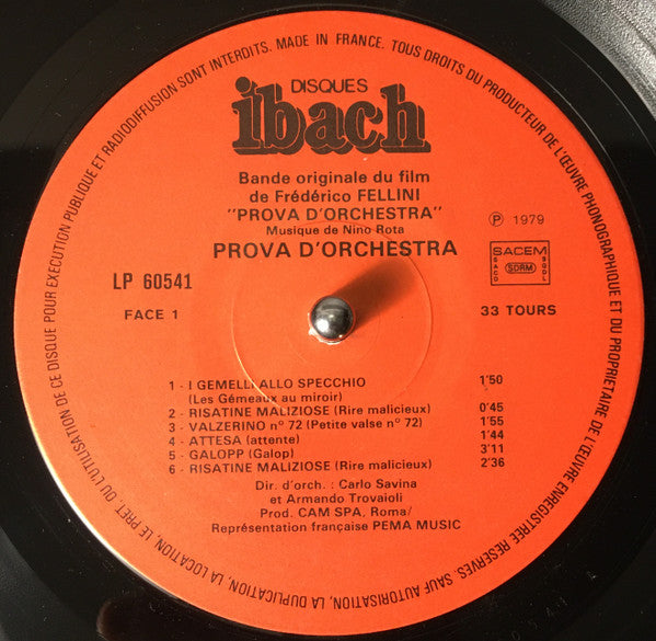 Nino Rota : Prova D'Orchestra (LP)