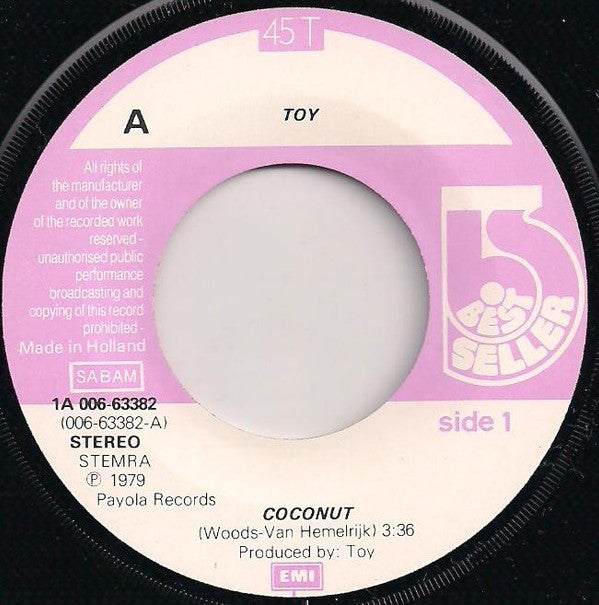 Toy (4) : Coconut / You Won't Regret It Now (7", Single)