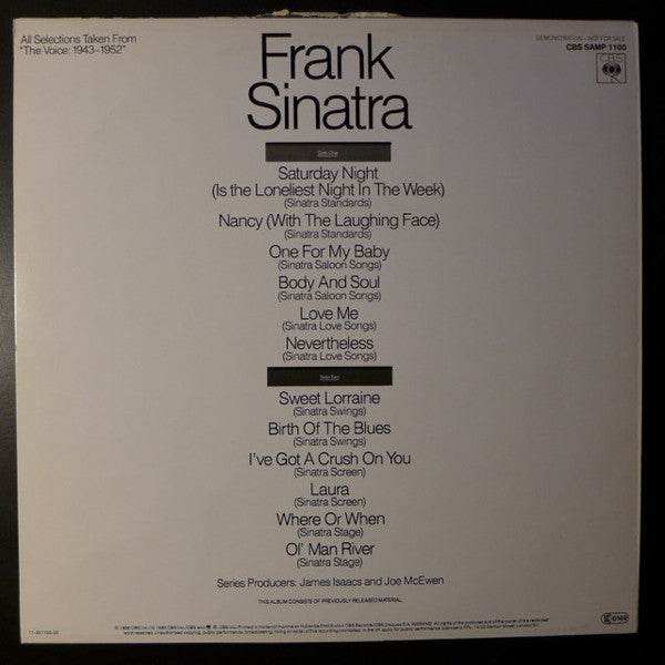Frank Sinatra : Sampler From "The Voice: 1943 - 1952" (LP, Comp, Mono, Promo)
