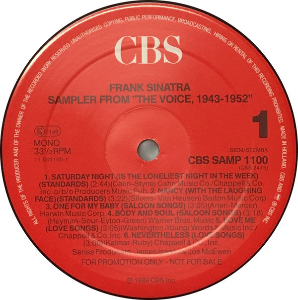 Frank Sinatra : Sampler From "The Voice: 1943 - 1952" (LP, Comp, Mono, Promo)