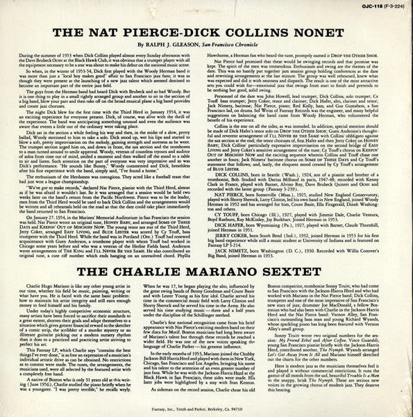 The Nat Pierce-Dick Collins Nonet / Charlie Mariano Sextet : The Nat Pierce-Dick Collins Nonet / The Charlie Mariano Sextet (LP, Comp, RE)