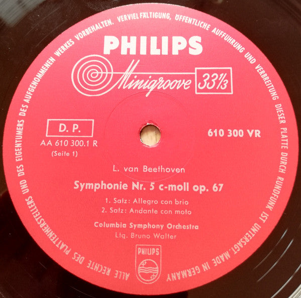 Bruno Walter, Columbia Symphony Orchestra, Beethoven* : Symphonie Nr. 5 C-Moll Op. 67 (10")
