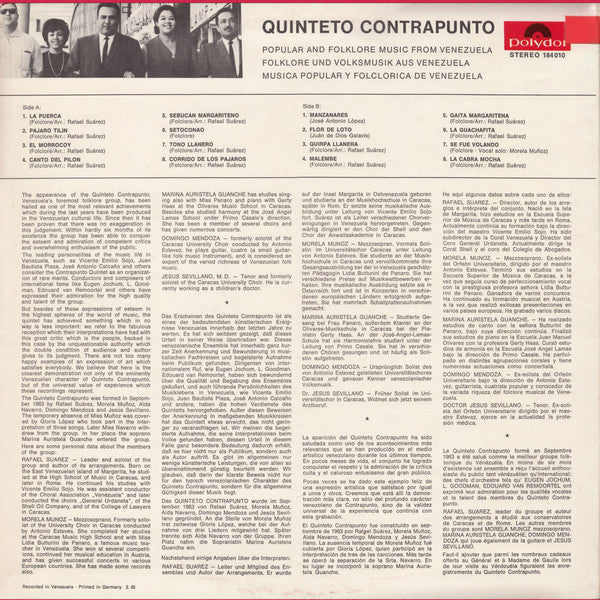 Quinteto Contrapunto : Folclore de Venezuela (LP, Comp)
