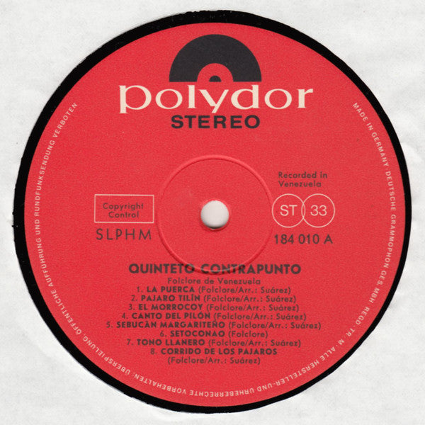 Quinteto Contrapunto : Folclore de Venezuela (LP, Comp)