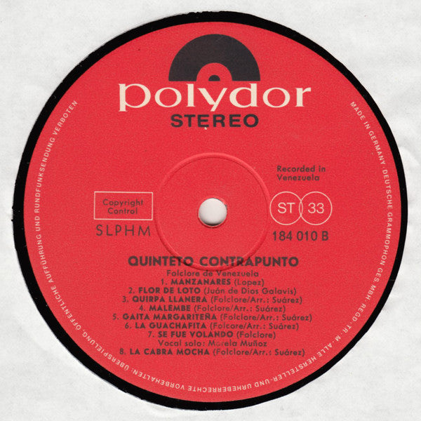 Quinteto Contrapunto : Folclore de Venezuela (LP, Comp)