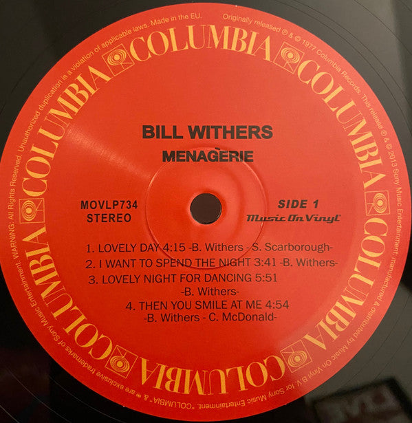 Bill Withers : Menagerie (LP, Album, RE, 180)