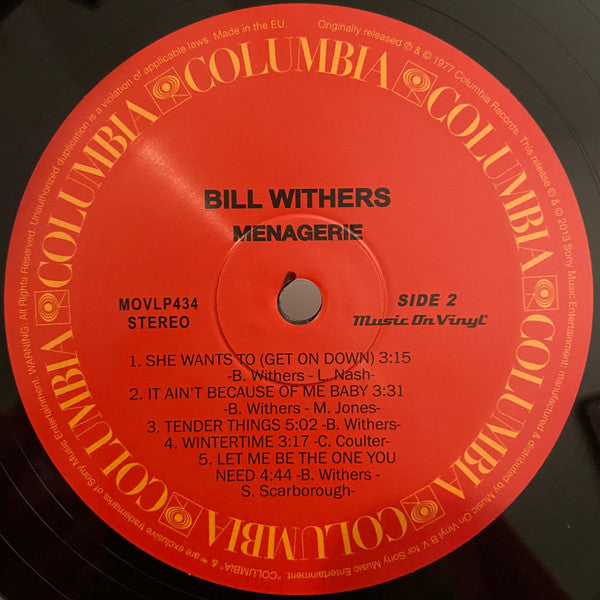 Bill Withers : Menagerie (LP, Album, RE, 180)