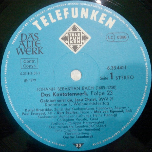 Johann Sebastian Bach : Das Kantatenwerk (Complete Cantatas) | BWV 91-94 | Vol. 23 (2xLP + Box)