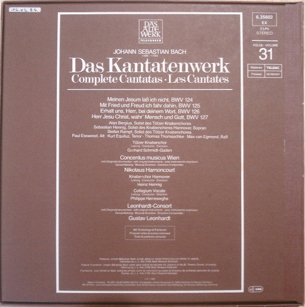 Johann Sebastian Bach : Das Kantatenwerk (Complete Cantatas) | BWV 124-127 | Vol. 31 (2xLP + Box)