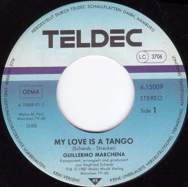 Guillermo Marchena : My Love Is A Tango (7", Single)