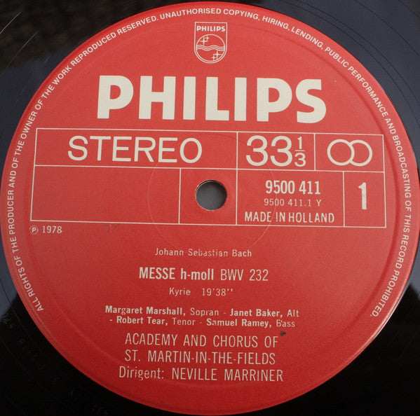 Johann Sebastian Bach, Margaret Marshall, Janet Baker, Robert Tear, Samuel Ramey, Chorus Of St Martin In The Fields & The Academy Of St. Martin-in-the-Fields, Sir Neville Marriner : Messe H-Moll = Mass In B Minor = Messe En Si Mineur (3xLP, Album + Box)