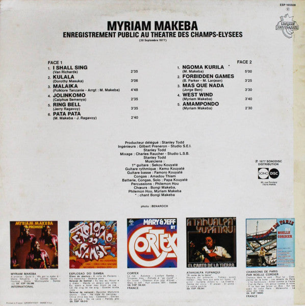 Myriam Makeba* : Enregistrement Public Au Theatre Des Champs Elysees (LP, Album)