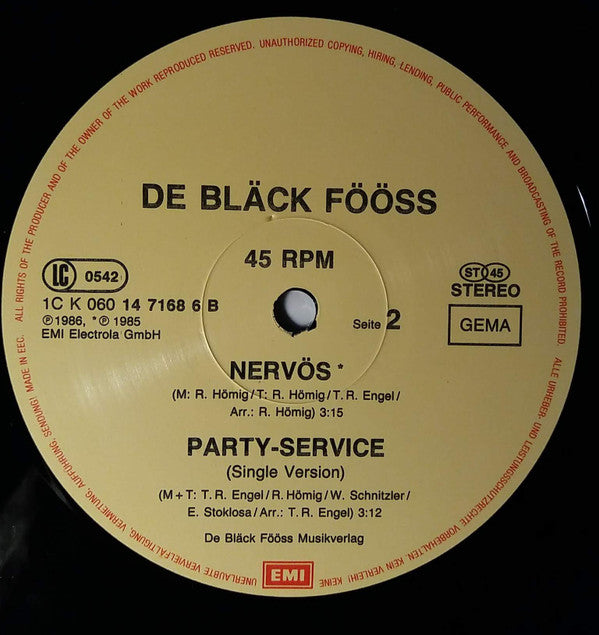 Bläck Fööss : Party Service (Spezial Party-Mix) (12", Maxi)