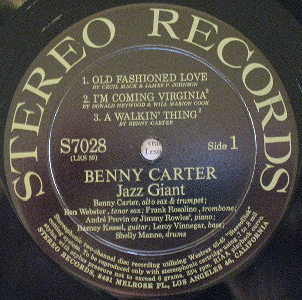 Benny Carter : Jazz Giant (LP, Album)