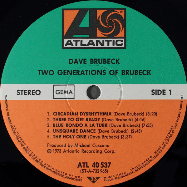 Dave Brubeck : Two Generations Of Brubeck (LP, Album)