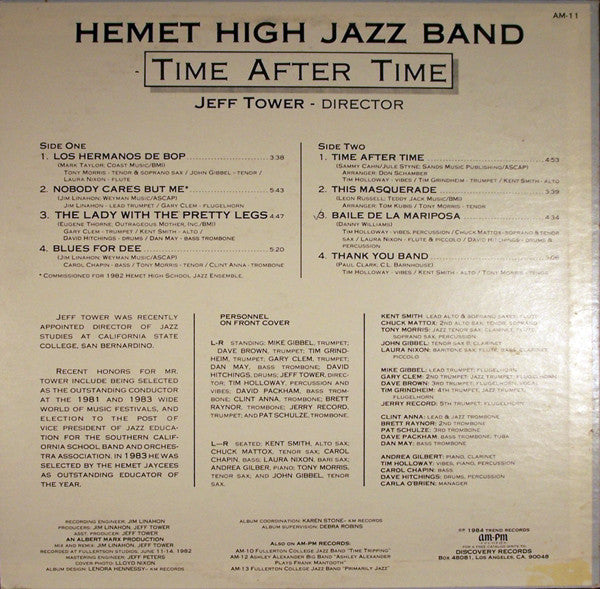 Hemet High School Jazz Ensemble : Time After Time (LP)