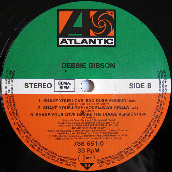 Debbie Gibson : Shake Your Love (12", Maxi)