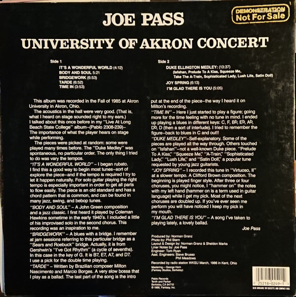 Joe Pass : University Of Akron Concert (LP)