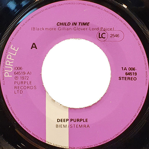 Deep Purple : Child In Time (7", Single)