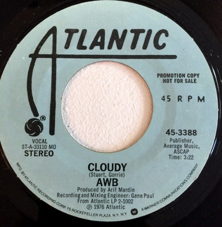 Average White Band : Cloudy (7", Single, Mono, Promo)