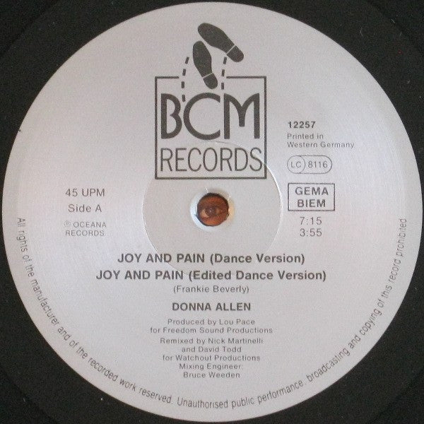 Donna Allen : Joy And Pain (12")