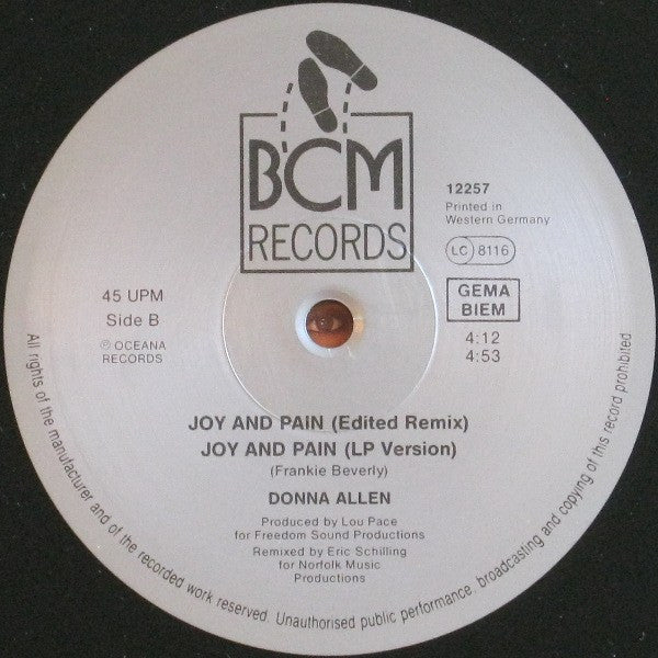 Donna Allen : Joy And Pain (12")