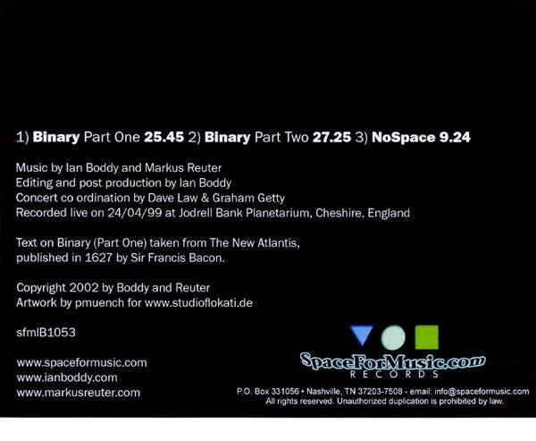 Ian Boddy & Markus Reuter : Jodrell Bank Concert (CDr, Album)
