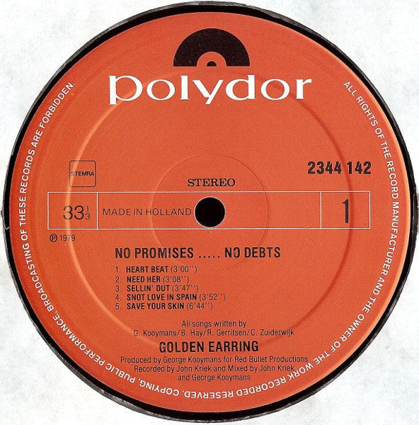 Golden Earring : No Promises ... No Debts (LP, Album)