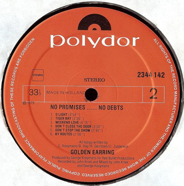 Golden Earring : No Promises ... No Debts (LP, Album)