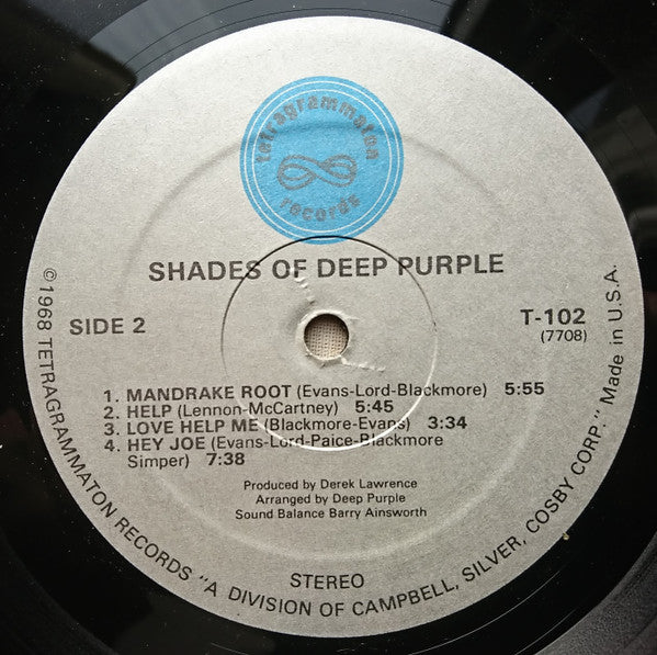 Deep Purple : Shades Of Deep Purple (LP, Album, Dar)