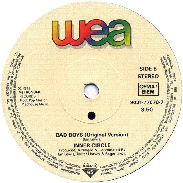 Inner Circle : Sweat (A La La La La Long) (7", Single, Sol)