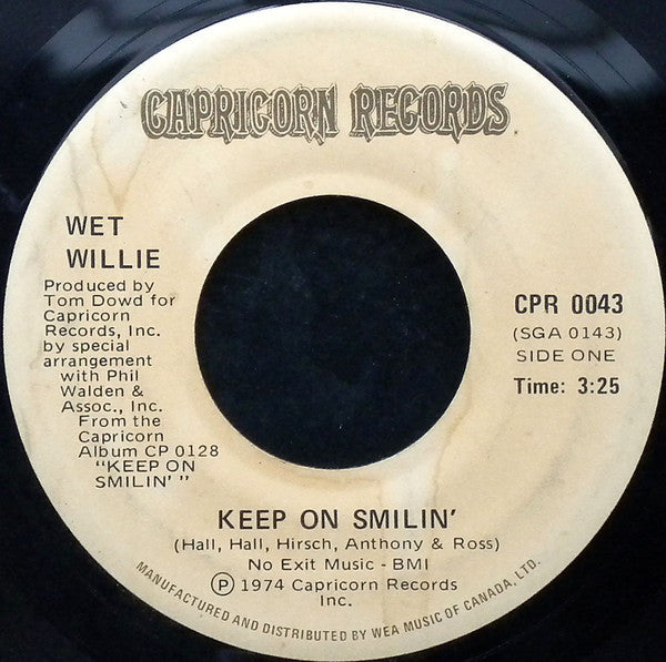 Wet Willie : Keep On Smilin' (7", Single)