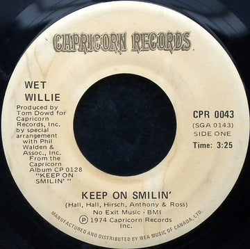 Wet Willie : Keep On Smilin' (7", Single)