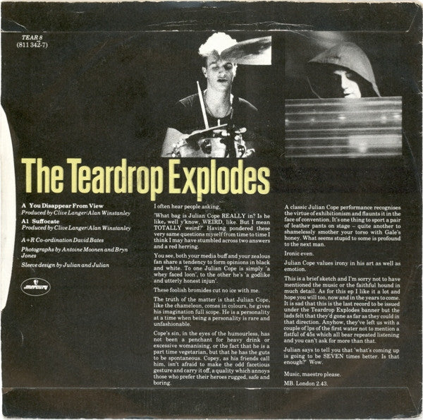 The Teardrop Explodes : You Disappear From View / Suffocate (7", Single)