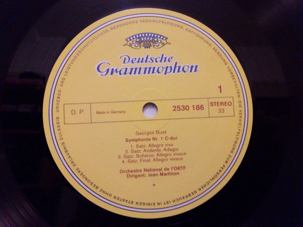 Georges Bizet - Orchestre National De France · Jean Martinon : Symphony No. 1 In C Major · Jeux D'Enfants · Scènes Bohémiennes From "La Jolie Fille De Perth" (LP)