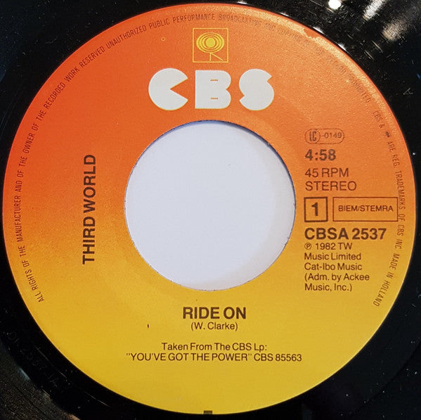 Third World : Ride On (7", Single)