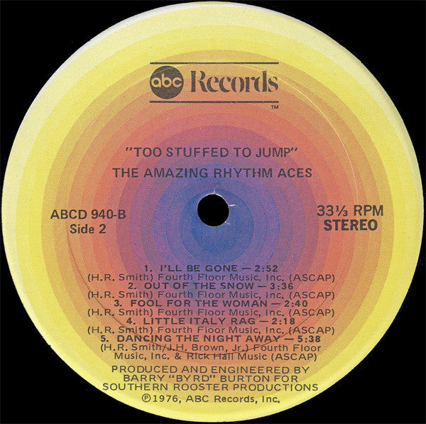 The Amazing Rhythm Aces : Too Stuffed To Jump (LP, Album)