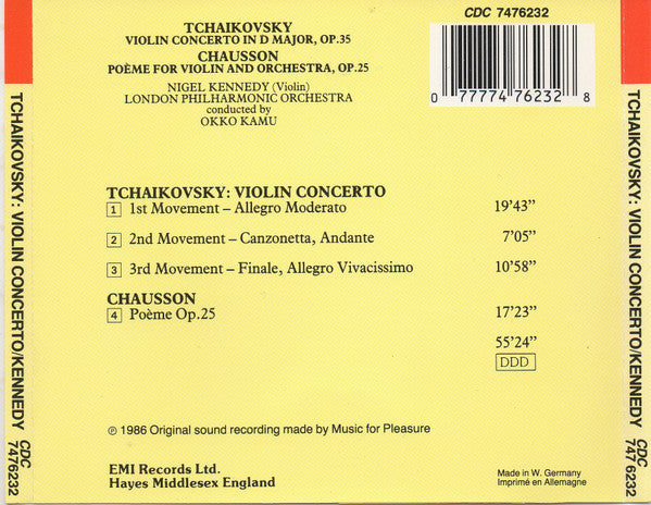 Pyotr Ilyich Tchaikovsky, Ernest Chausson, Nigel Kennedy, London Philharmonic Orchestra, Okko Kamu : Violin Concerto / Poème (CD)