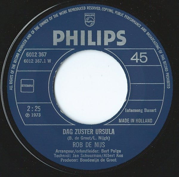 Rob de Nijs : Dag Zuster Ursula / Meisje In Engeland (7", Single)