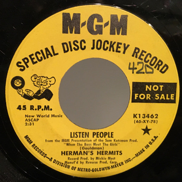 Herman's Hermits : Listen People / Got A Feeling (7", Single, Promo)