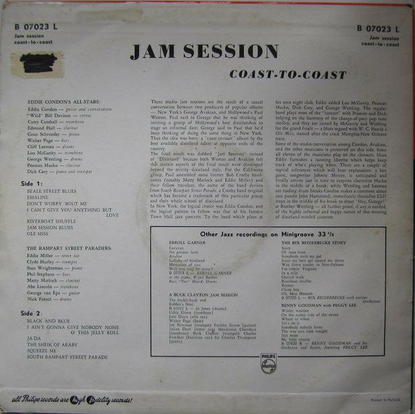 Eddie Condon And His All-Stars / The Rampart Street Paraders : Jam Session Coast-to-coast (LP, Album)