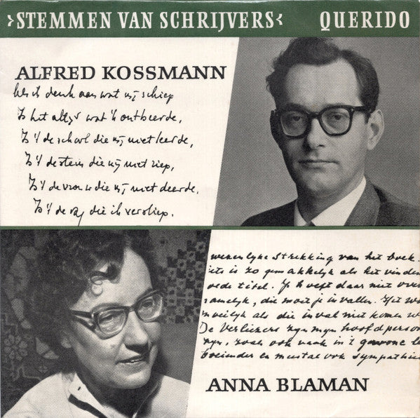 Alfred Kossmann / Anna Blaman : Stemmen Van Schrijvers (7", EP, Mono)