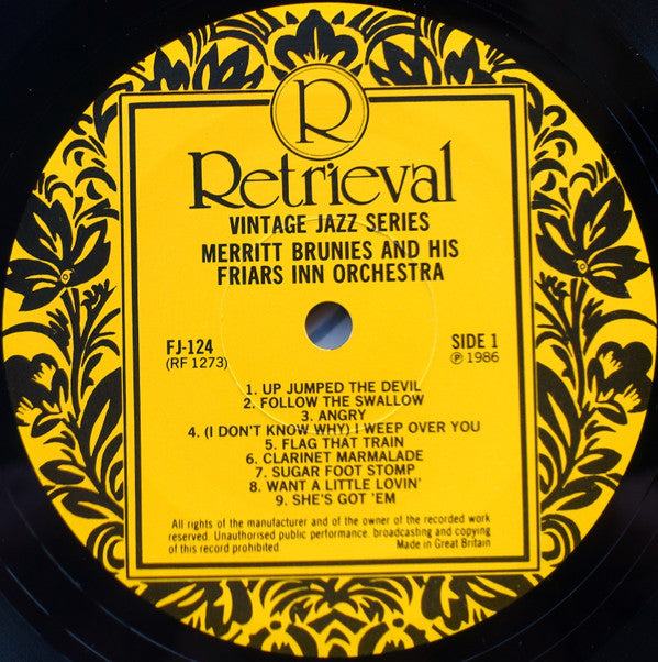 Merritt Brunies & His Friars Inn Orchestra : 1924-26 (LP, Comp)