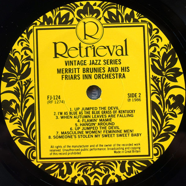 Merritt Brunies & His Friars Inn Orchestra : 1924-26 (LP, Comp)