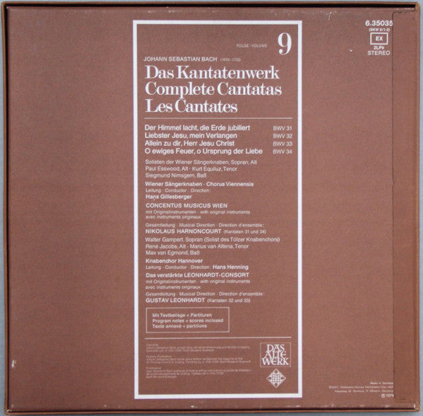 Johann Sebastian Bach : Kantatenwerk · Complete Cantatas | BWV 31-34 | 9 (2xLP + Box)