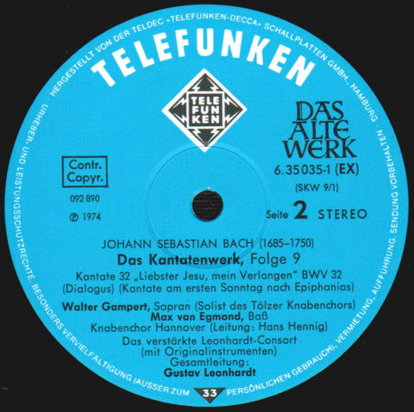 Johann Sebastian Bach : Kantatenwerk · Complete Cantatas | BWV 31-34 | 9 (2xLP + Box)