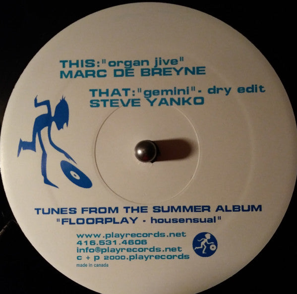 Marc De Breyne / Steve Yanko : Organ Jive / Gemini (12")